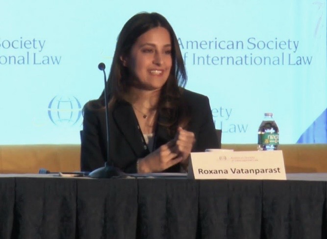 Roxana Vatanparast speaking on a panel at the American Society of International Law Annual Meeting