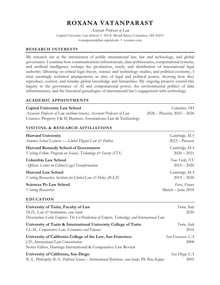 Curriculum Vitae — page 1